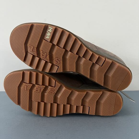 NWT Sorel Evie Quarry Gray Gum II Waterproof Leather Wedge Boots - Picture 9 of 11